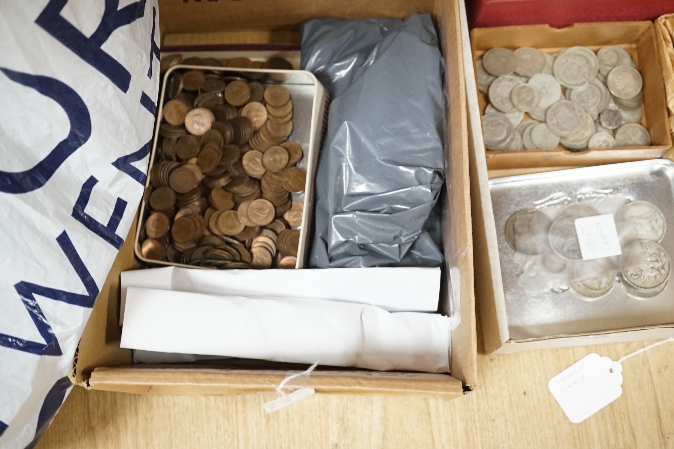 Victorian crowns, six penny pieces, together with other mixed later coinage